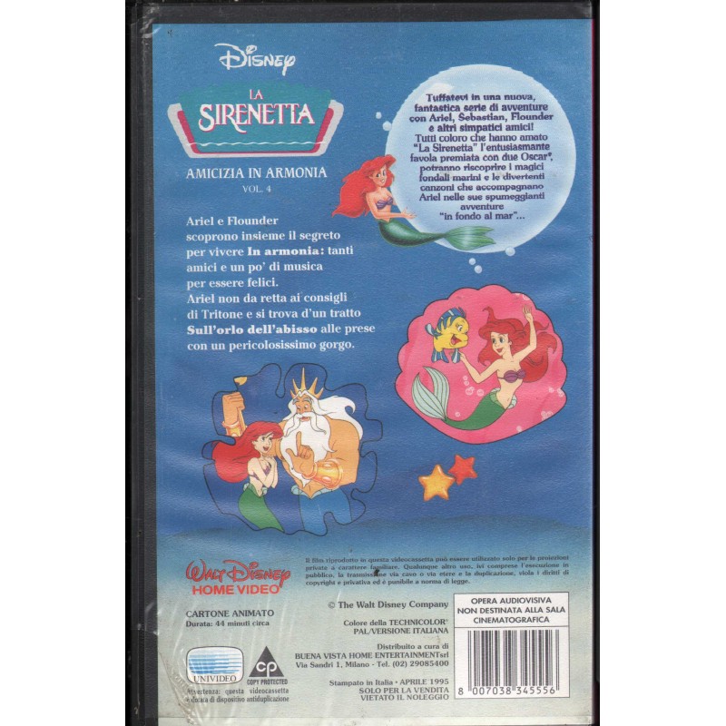 La Sirenetta Amicizia In Armonia Vol 4 VHS Walt Disney 8007038345556