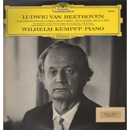 Beethoven, Kempff LP Vinile Klaviersonaten Nr. 1 F-Moll, Nr 19. G-Moll, Nr. 12 As-Dur, Nr. 20 G-Dur