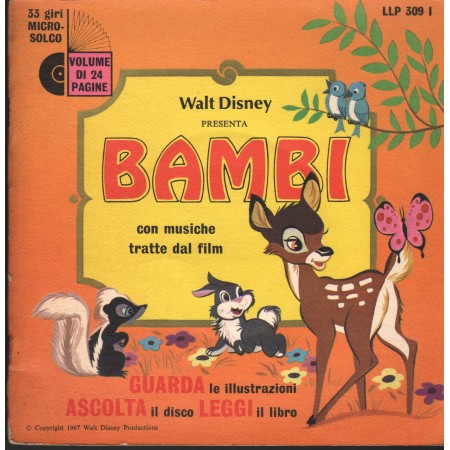 Walt Disney Vinile 7" 45 giri Bambi, Con Musiche Tratte Dal Film / LLP309 Nuovo