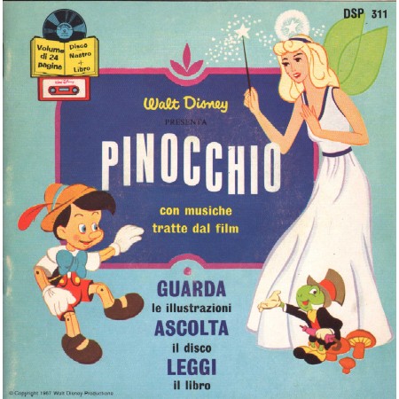 Walt Disney Vinile 7" 45 giri Pinocchio, Con Musiche Tratte Dal Film / DSP311Nuovo