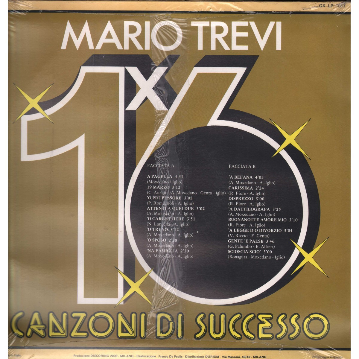 Mario Trevi LP Vinile 16 Canzoni Di Successo / Discoring ‎– GXLP1017