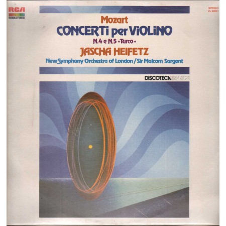Mozart, Heifetz LP Vinile Concerti Per Violino N.4, 5, Turco / RCA – VL90021 Sigillato