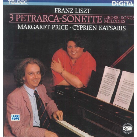 Liszt, Price, Katsaris LP Vinile 3 Petrarca-Sonette - Lieder / TELDEC – 643342 Nuovo