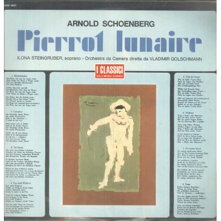 Arnold Schoenberg LP Vinile Pierrot Lunaire Op.21 / Ricordi – XAM4067 Sigillato