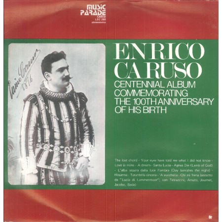 Enrico Caruso LP Vinile Centennial Album Commemorating / Cetra – LEC288 Nuovo