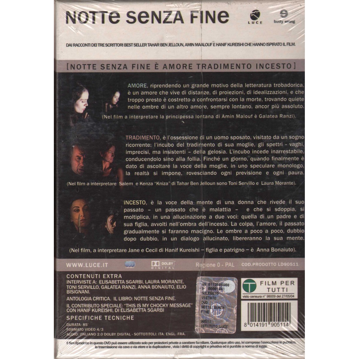 Notte Senza Fine. Amore Tradimento Incesto DVD E. Sgarbi / 8014191905114