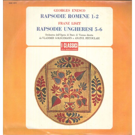 Enesco, Liszt ‎LP Vinile Rapsodie Romene 1,2 /  Ungheresi 5,6 / Ricordi – XAM4074