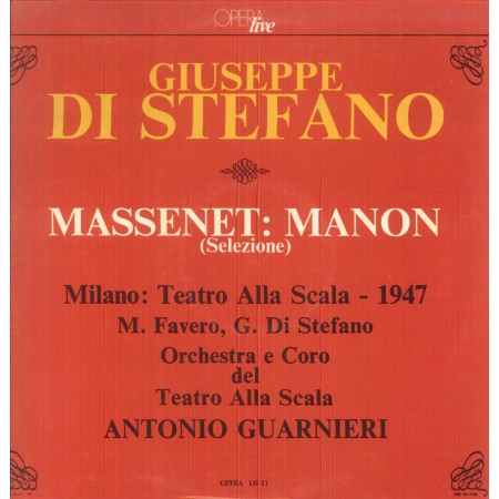 Giuseppe di Stefano LP Vinile Massenet: Manon, Selezione / Cetra – LO11 Nuovo