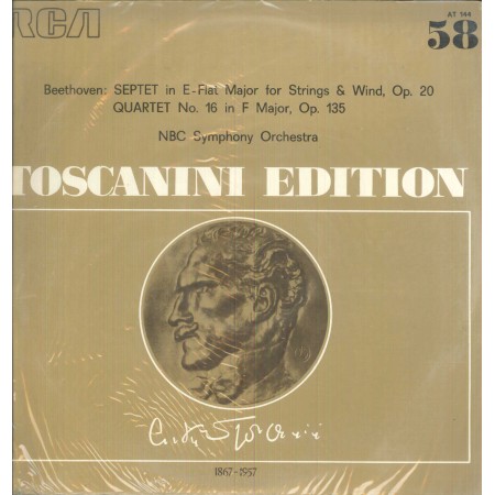 Beethoven, Toscanini LP Vinile Septet In E Flat Major, Quartett N.16 In F Major / RCA ‎– AT144 Sigillato