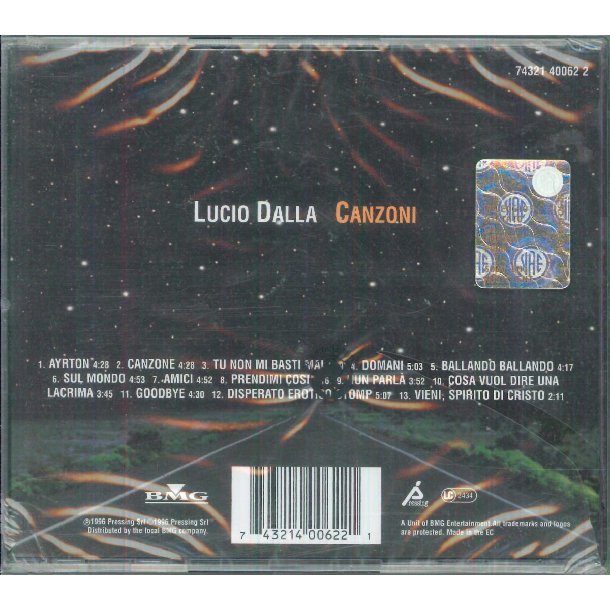 Lucio Dalla CD Canzoni / BMG Pressing ‎– 74321 40062 2