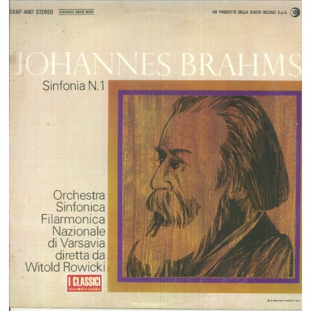 Brahms, Rowicki LP Vinile Sinfonia No. 1 / Ricordi ‎– SXAP4087 Nuovo