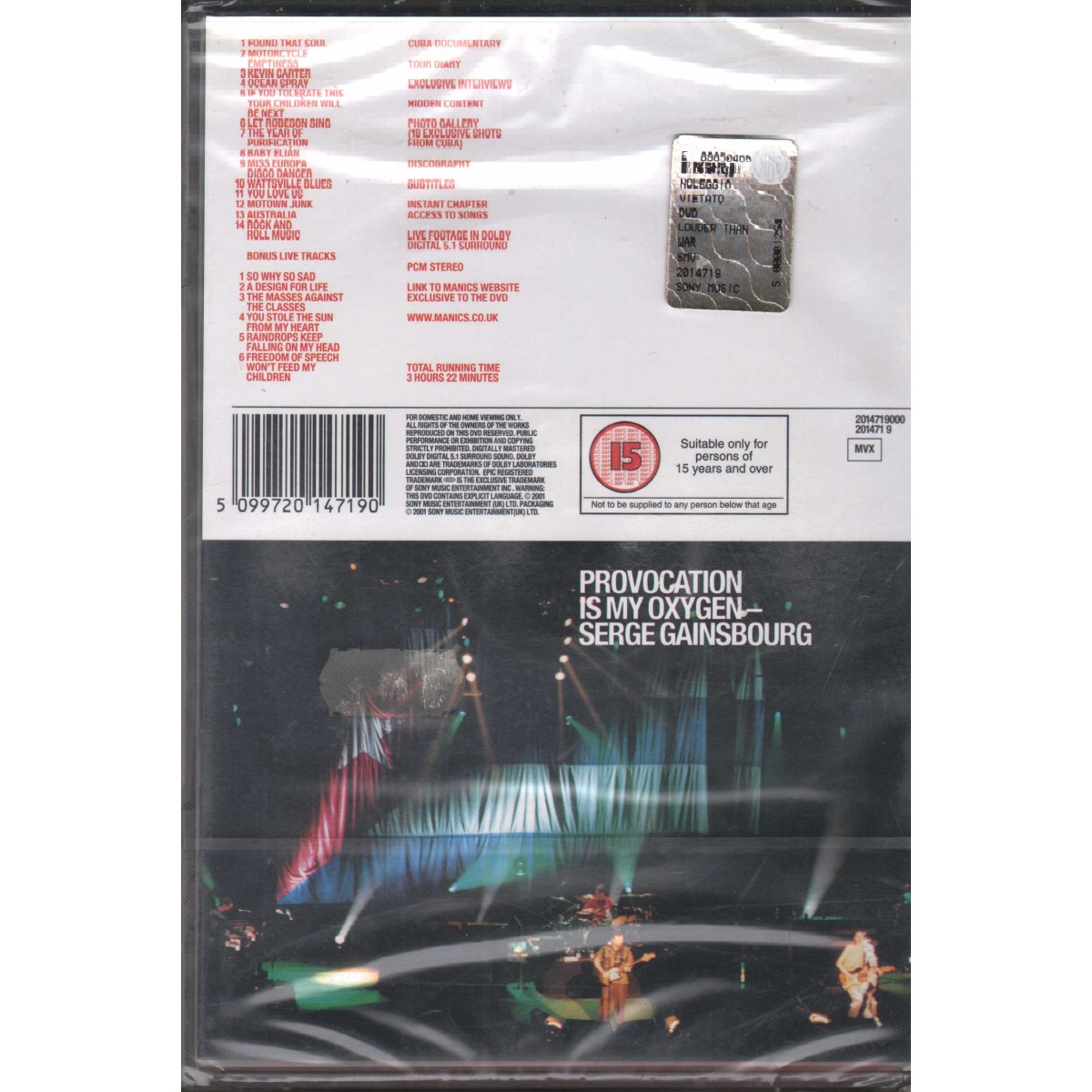 Manic Street Preachers DVD Louder Than War Epic – 2014719