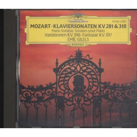 Mozart, Gilels CD Piano Sonatas K. 281, 310, Variations K. 398, Fantasia K. 397 Deutsche – 4139972 Nuovo