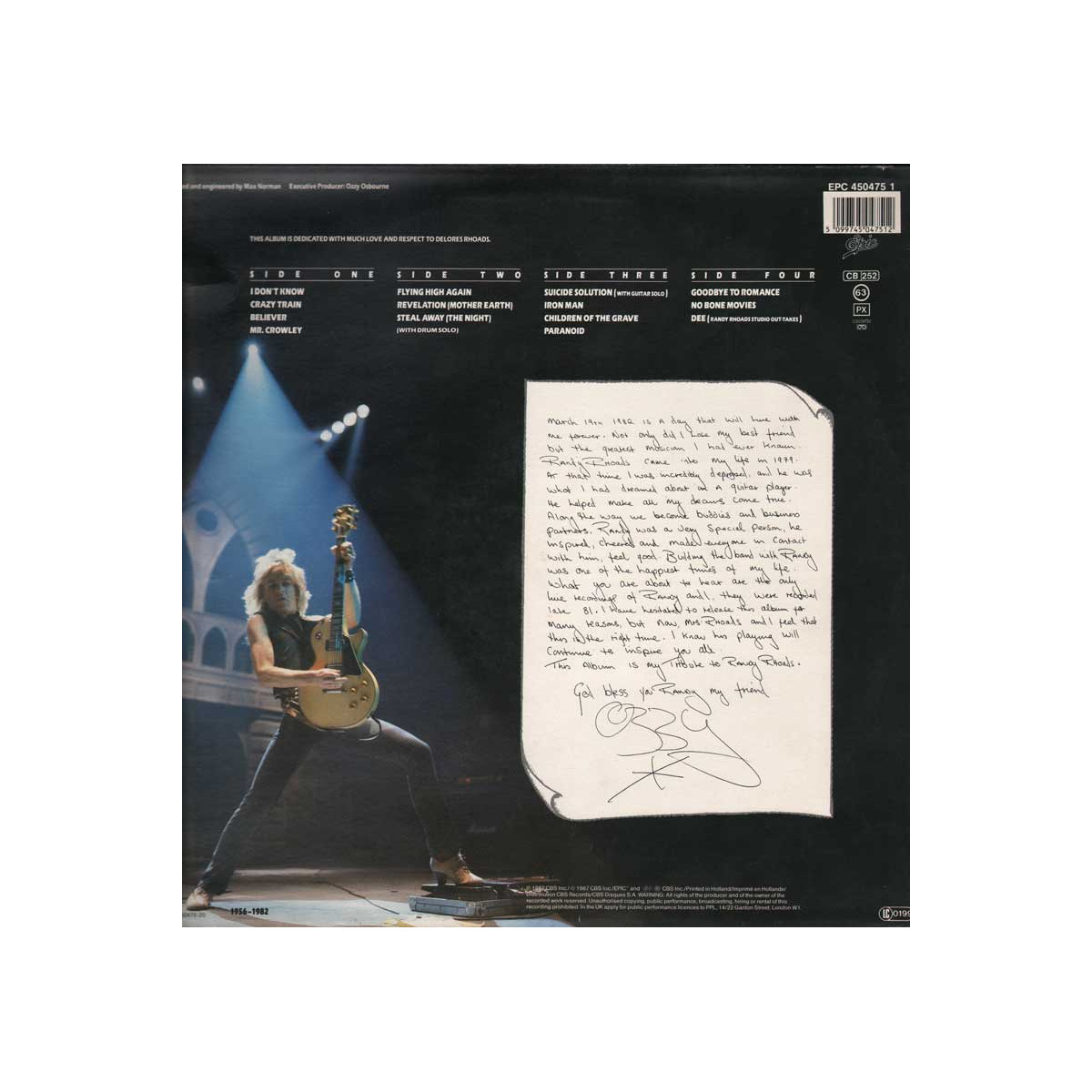 Ozzy Osbourne DOPPIO Lp 33giri Randy Rhoads Tribute Nuovo