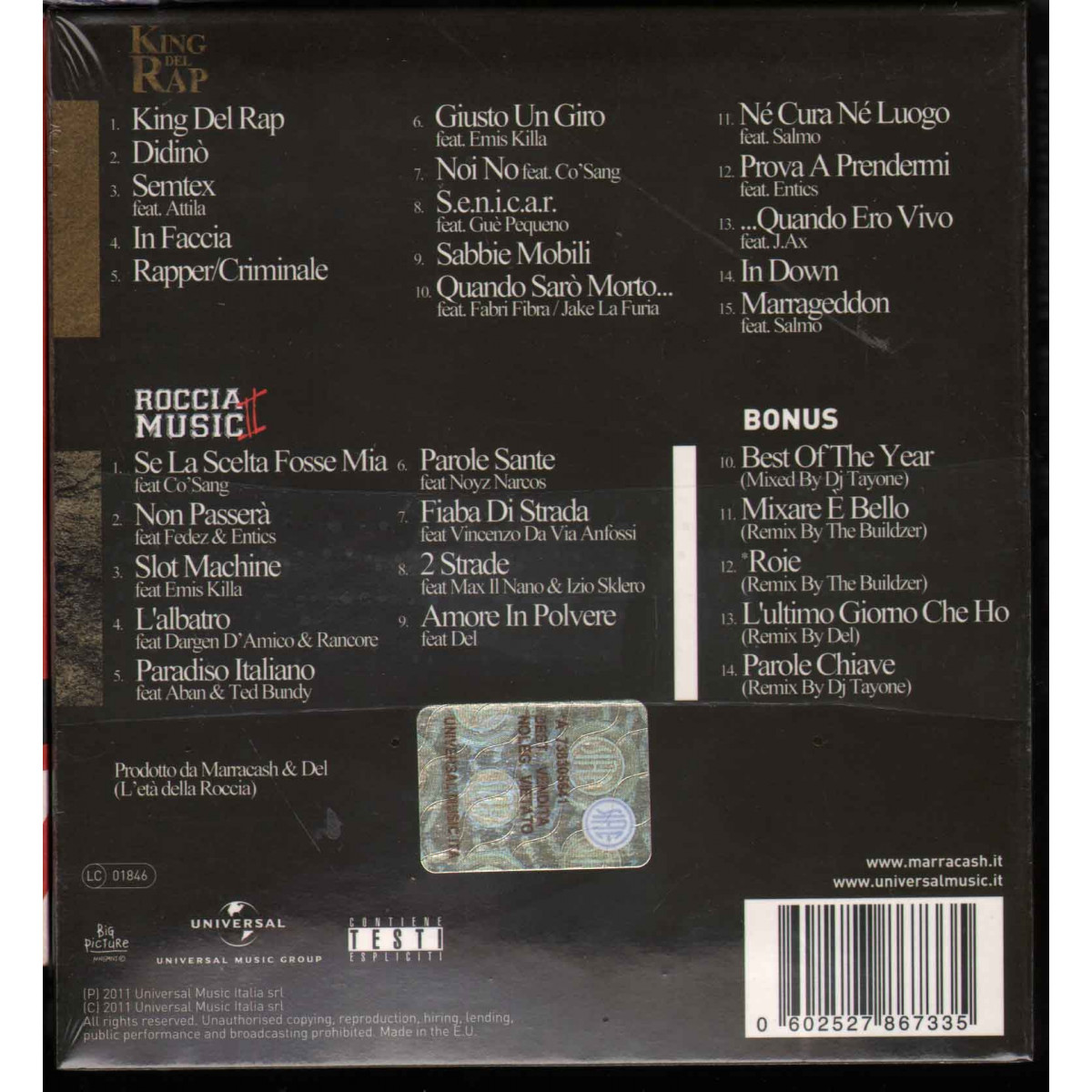 Marracash 2 CD King Del Rap - Roccia Music II / Deluxe Universal