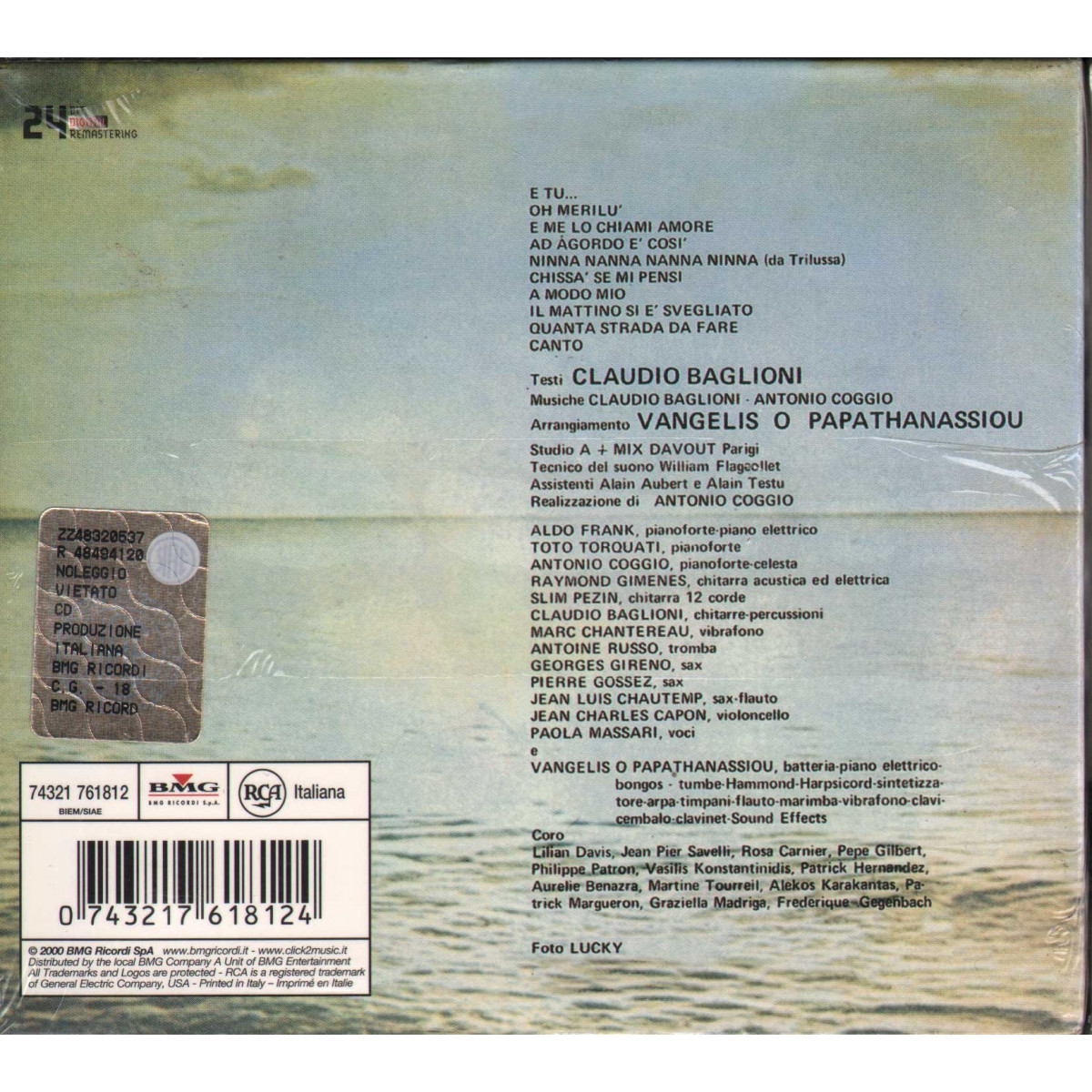 Claudio Baglioni ‎CD E Tu  Remastered / RCA 74321 761812 Slidepack