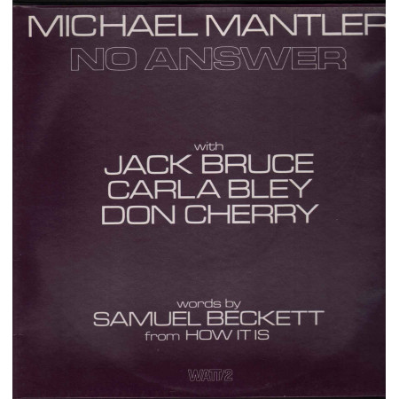 Michael Mantler ‎‎Lp Vinile No Answer / Gatefold Apribile WATT 2 Nuovo