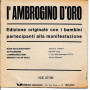 I° - 1 Ambrogino D'Oro Vinile 33 giri 7" Cantata dai Bambini Nuovo VCC-CP 37808