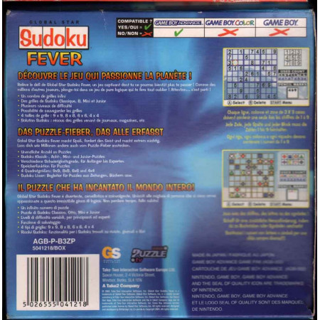 Sudoku Fever Game Boy Advance GBA Nuovo 5026555041218