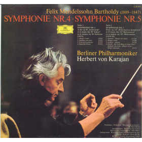 Mendelssohn / Berliner Philharmoniker Karajan Lp Symphonien Nr 4 Nr 5 Nuovo DG Mendelssohn / Berliner Philharmoniker Karajan Lp Symphonien Nr 4 Nr 5 Nuovo DG