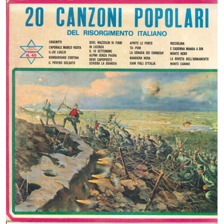 20 Canti Popolari Del Risorgimento Italiano Lp Dischi Fonola Niagara Nuovo