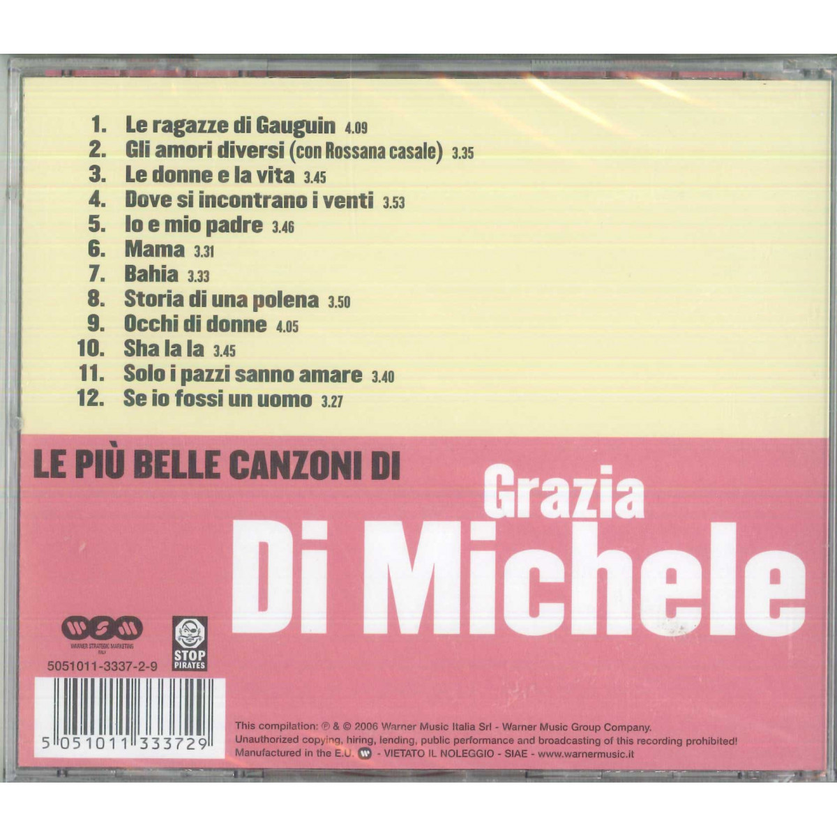 Grazia Di Michele Le Piu Belle Canzoni Di Warner 5051011333729