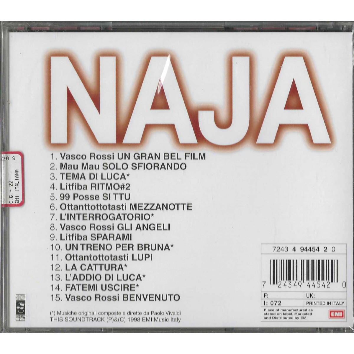 Various CD Naja (Colonna Sonora Originale) / EMI – 7244 4 94454 2 0