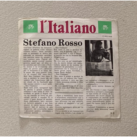 Stefano Rosso Vinile 7" 45 giri L'Italiano / Ciao Austria – CIAO508 Nuovo