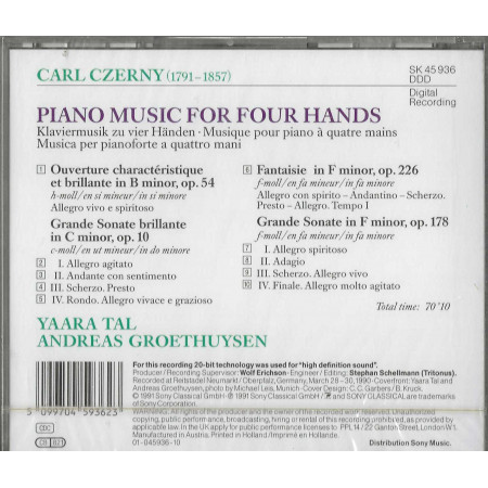 Czerny, Duo Tal & Groethuysen CD Piano Music For Four Hands / Sigillato