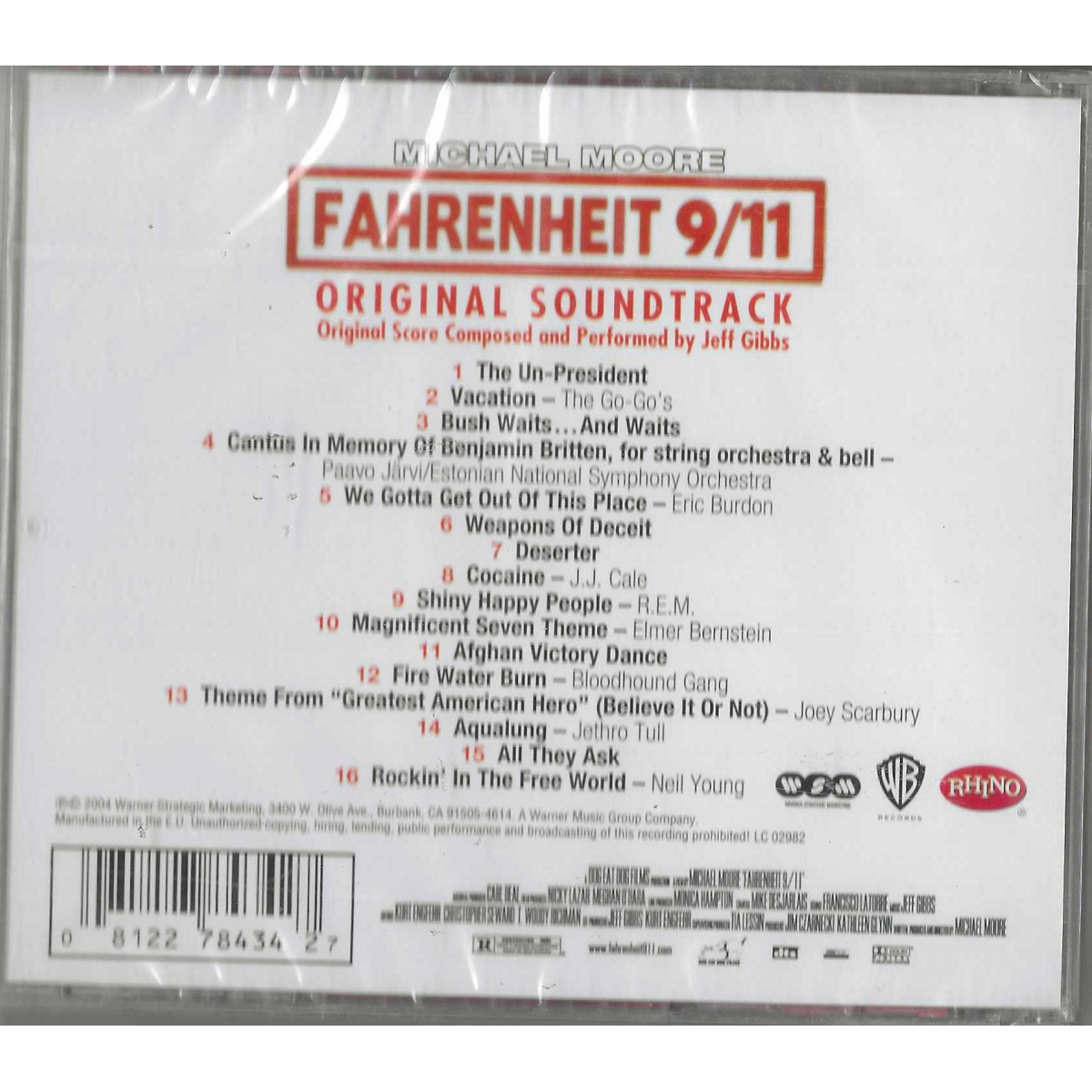 Various CD Fahrenheit 9 11 Warner Bros 8122784342 Sigillato