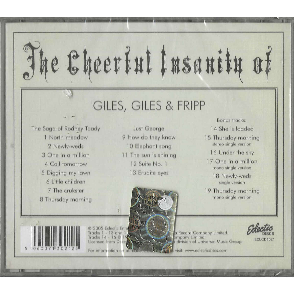 The Cheerful Insanity of Giles, Giles and Fripp by Giles, Giles