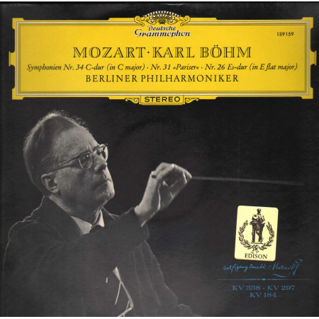 Mozart, Böhm, Philharmoniker LP Symphonien N. 34 C Dur (Major)  N.31 »Pariser« N 26 Es Dur ( Major)